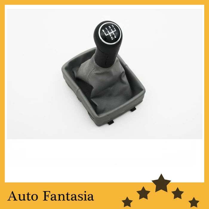 

Black Shift Knob Grey Boot for Volkswagen Polo 9N2 / 9N3-free shipping