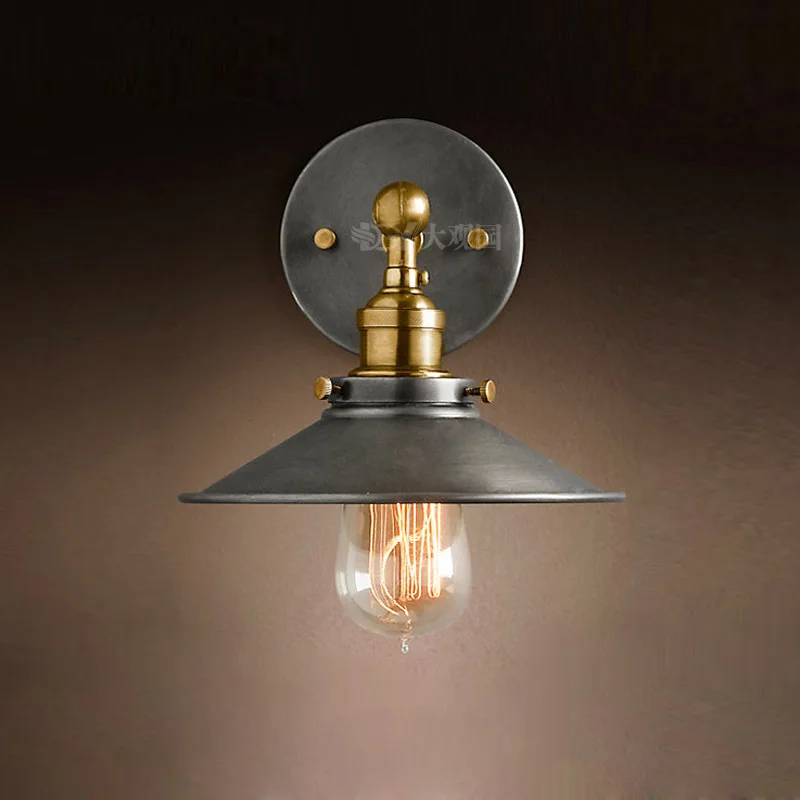 Retro American industrial Balcony Wall Sconces Vintage Black Skirt Metal Shade Bedroom Bedsides Wall Lamp Corridor Wall Light