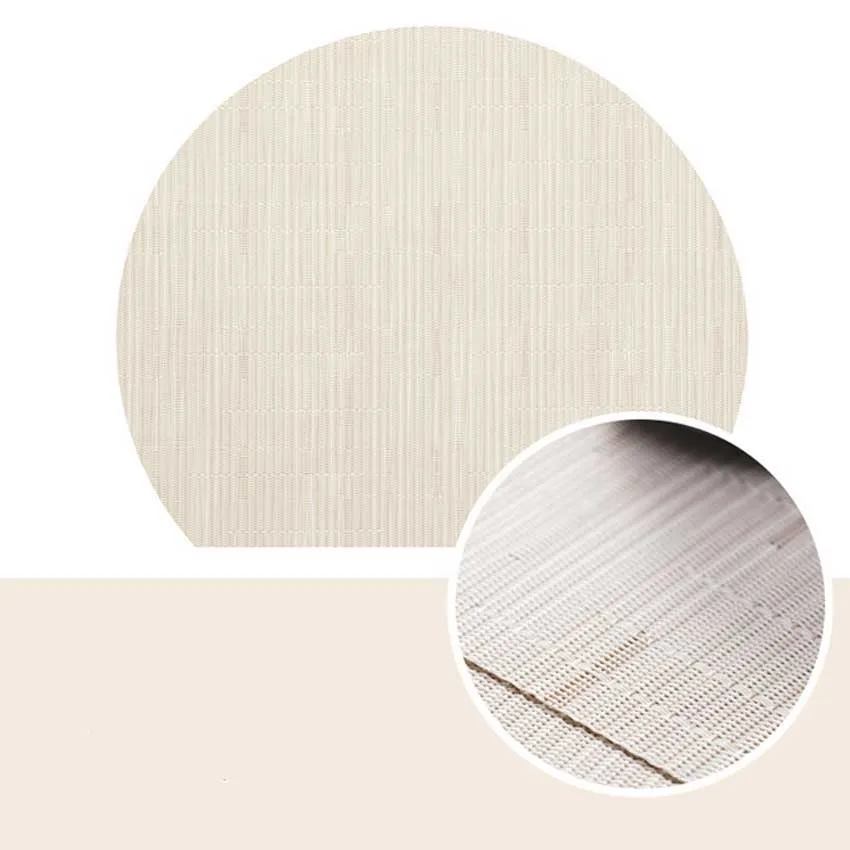 Bamboo Weave Solid Color Nordic Placemats Oilproof Dining Coffee Table Mats Bowl Pads Waterproof Semicircular 35*31cm Restaurant