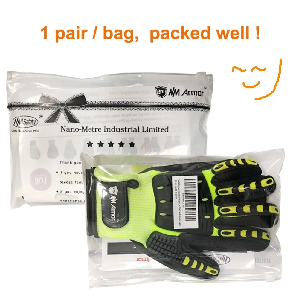 100% High Quality Anti Vibration Cut-Resistant Safety Work Gloves with Nitrile Oilproof Good Grip Plam Glove Garden Protection