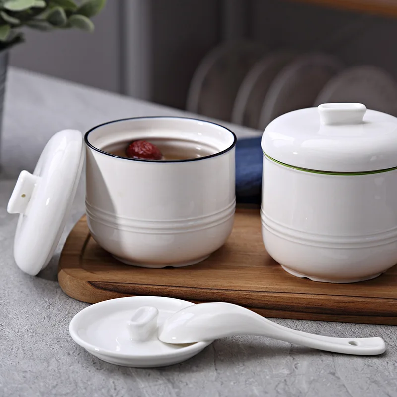 

Ceramic health-preserving and water-proof stewed bird's nest stew cup with small inner gallbladder steamed soup cup with cover