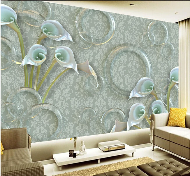 The custom 3D murals, 3 d coloured glaze callas   papel de parede,living room sofa TV wall children bedroom wall paper