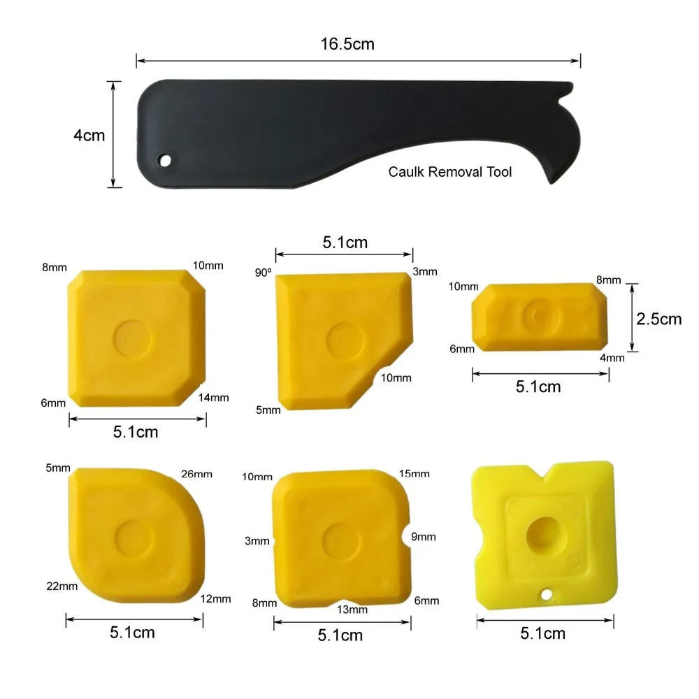 Silicone Sealant Finishing Tools, Sealant Smoother Caulk Smoothing Profiler Former Applicator for Bathroom 7 Pieces