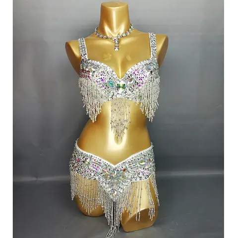Beaded sequins belly dance costume for women HONG WEN