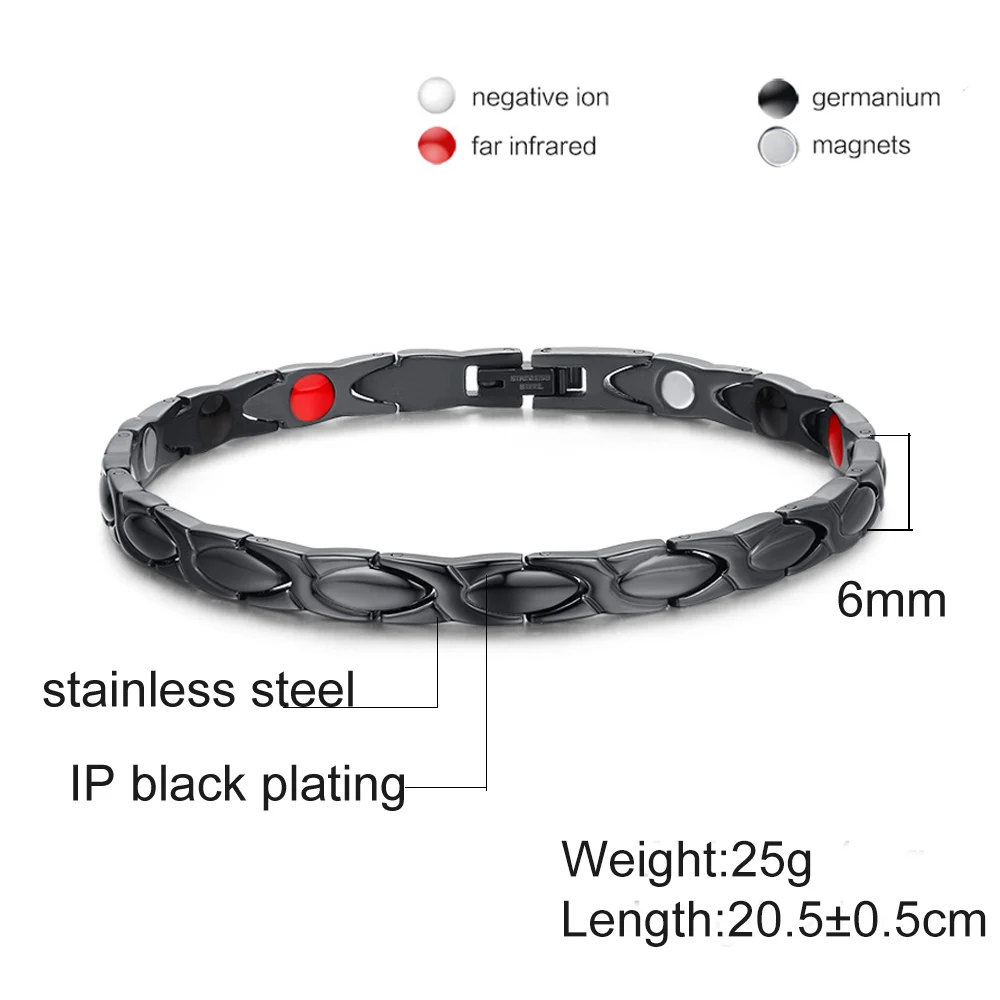 Vinterly Magnetic Bracelets Women Cross Health Energy High Magnet Bracelet Gold-color Chain Links Stainless Steel Jewelry