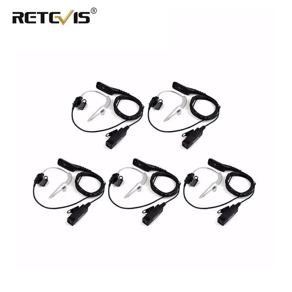 5PCS Retevis R-1M21 Large PTT Mic Headset Walkie Talkie Earpieces For Motorola DP4800 DP4801 XPR6550 DGP4150 P8268 Two Way Radio