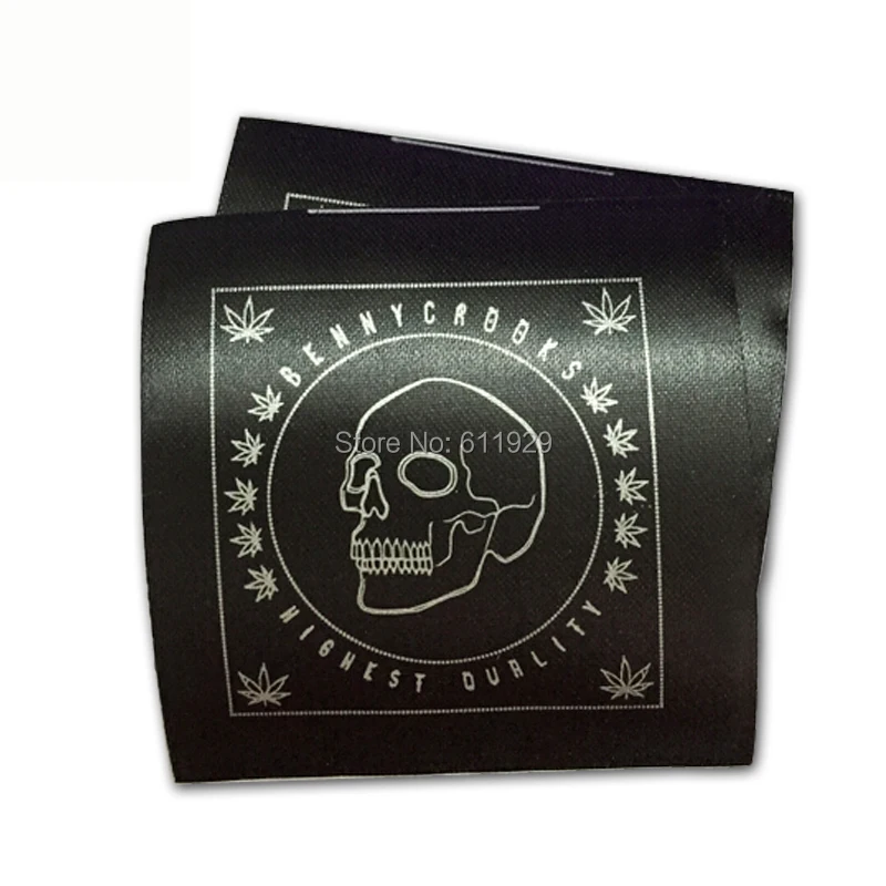 

free shipping customized clothing care labels/woven labels/garment printed tags/black silk printed with silver 1000 pcs a lot
