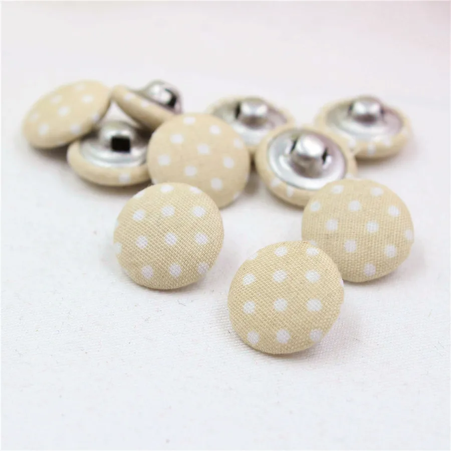 YJHSMY 10 Style 100 pcs/Lot 15mm Dot Fabric Covered Cloth Buttons, garment accessories,Diy BK076