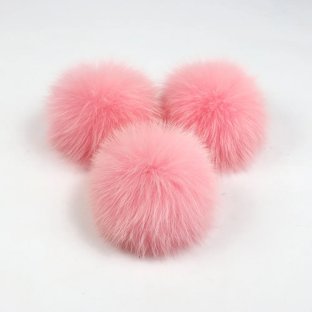 2 piece 10 cm Natural Real Fox Fur Ball Pom Poms Fluffy Fur Pompom DIY Women Kids Winter Hat Skullies Beanies Knitted Cap F28