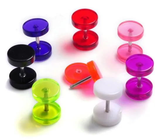 PINKSEE 14pcs Mixed color Fake Gauge Kit Acrylic Plugs Ear Studs Cheater Body Pierceings