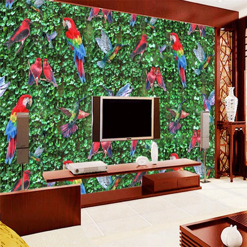 beibehang Hand painted Parrot Tropical Rainforest Tropical Botanical Cartoon Background Wall Customized Large Wallpaper