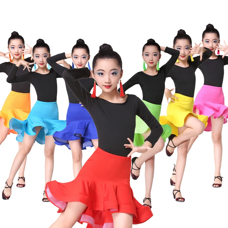 kids rumba samba spandex children tango skirt costume cloth latin dance dress for girls competition ballroom latin salsa dresses