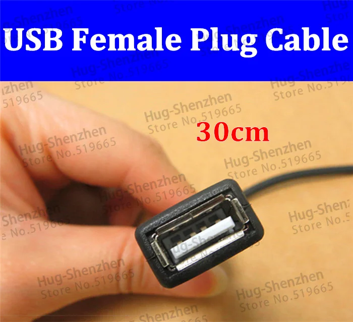 High quality USB Female Plug 2 Wire  Power Connector Cable About 30CM 50pcs