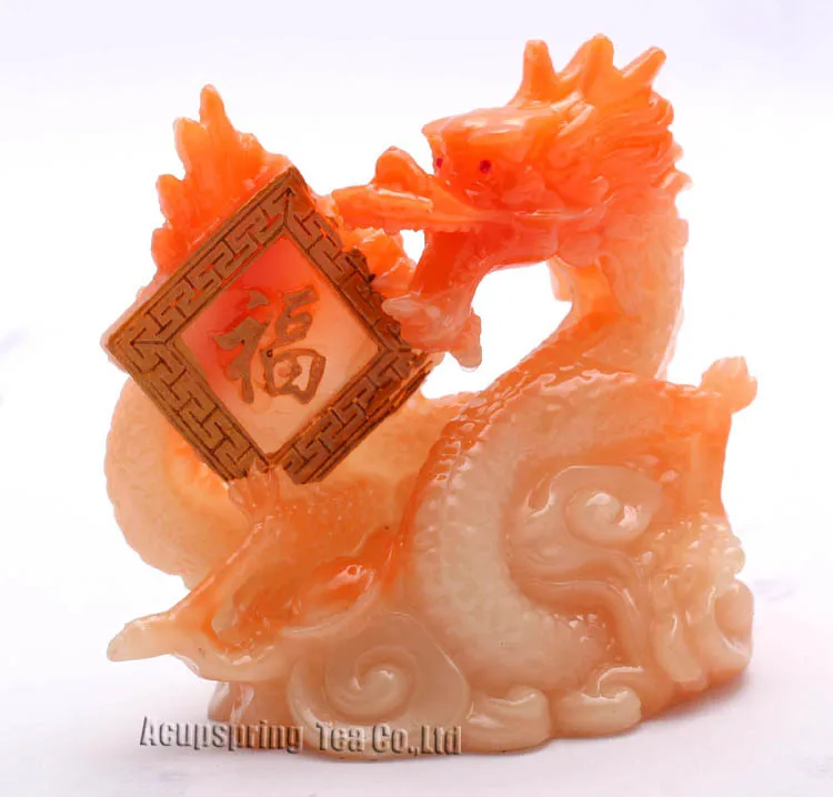 Allochroic Mascot,Yellow Lucky Dragon,Fengshui,Best Gifts,Novel present, arts&Crafts,Ornament will change color, tea pet,S1175B