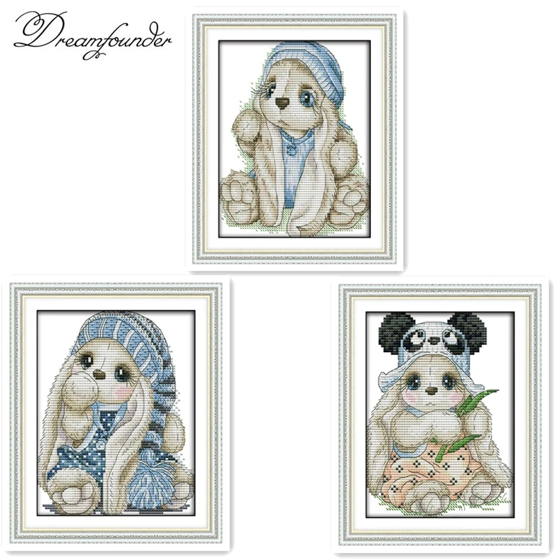 

Мини-набор для вышивки крестом «кролик» Аида 14ct 11ct с принтом, холст, вышивка, сделай сам, рукоделие ручной работы