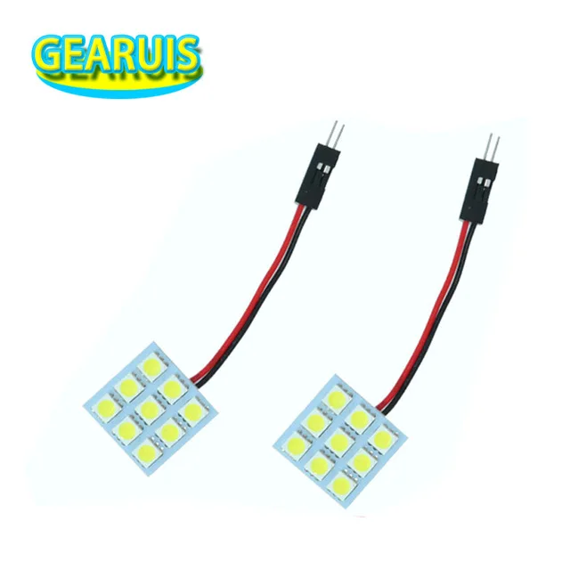 

100set/lot Dome Panel 9 SMD 5050 LED Car Auto Interior Roof Reading light 12V Accessories white lamps with Festoon T10 2 Adapter