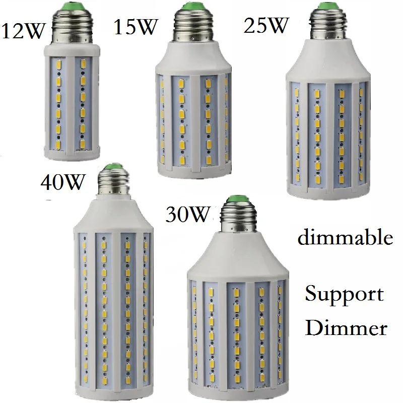 Lâmpada led, dimerizável, 5w, 12w, 15w, 25w, 30w, 40w, e27, e26 b22, e14, b15, 110v, 220v, lâmpada escurecida, holofote tipo milho