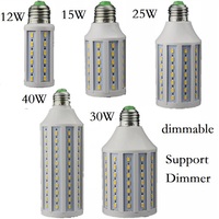 Dimmable 5W 12W 15W 25W 30W 40W LED Lamp Lighting E27 E26 B22 E14 B15 110V 220V Lampada LED Light Dimming Corn Bulbs Spotlight