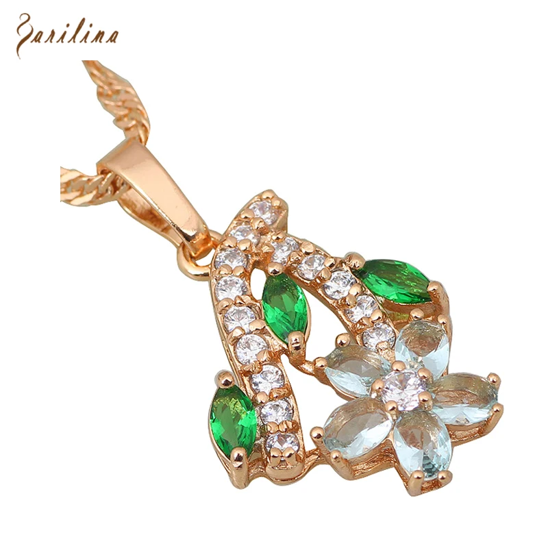 Wonderful jewelry Gold White Cubic Zirconia Green fashion jewelry Necklaces for women pendant AP153