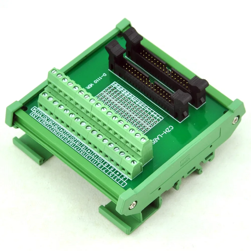 DIN Rail Mount IDC-34 2x17pins 2.0mm Dual Male Header Interface Module.