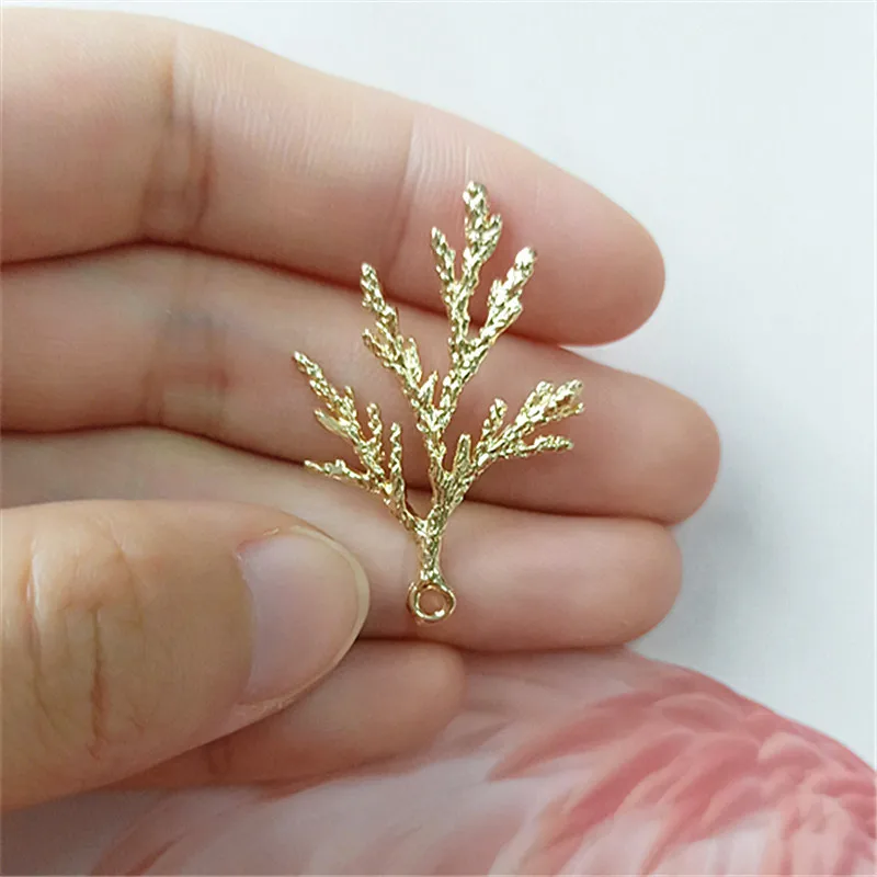 50pcs 24*35mm Gold Tone Alloy Material Branch Charm Pendant for DIY Wedding Handmade Fashion Jewelry Making Wholesale