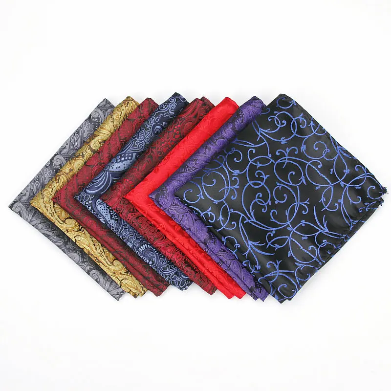 Men\'s Pocket Square Paisley Pattern Handkerchief Fashion Hanky For Men Business Suits Hankies Vintage Towel Accessories Navy