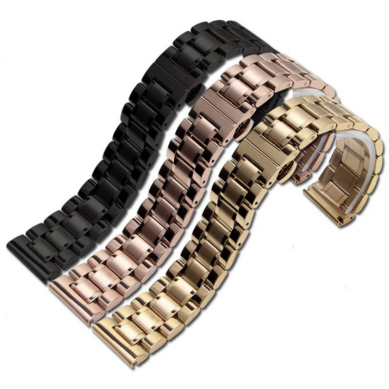 14mm 16mm 18mm 22mm 24mm Stainless Steel Watch band Strap Bracelet Watchband Wristband Butterfly clasps Rose Gold Silver