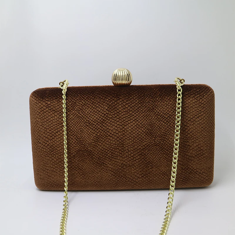 Royal Nightingales new coffee brown hard box evening clutches and evening bags for matching shoes and party for gift