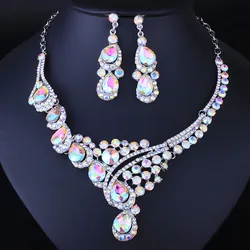 FARLENA Jewelry Multicolor Crystal Rhineatones Necklace Set for Women Wedding & Engagement Accessory Fashion Bridal Jewelry sets