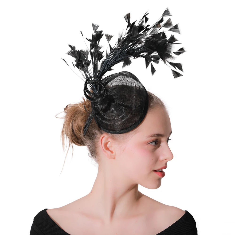 Sinamay Fascinators With Feather Racing Season Hats Ladies Wedding Hat For Cocktail Party Event Occasion New Style High Quality