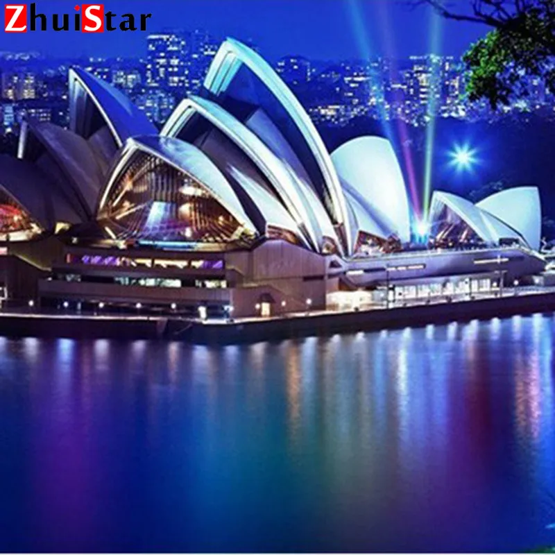 

Zhui Star 5D DIY Full Square Drill Sydney Opera House Diamond Painting 3d Mosaic Diamant Embroidery Decoration lwr