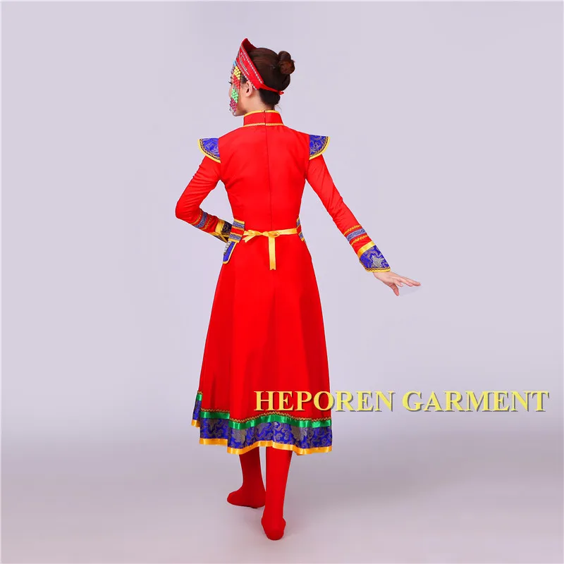 Minority Mongolian Cosplay Dancing Dresses In Four Colors Robes Outfits, Woman Asian National Dress Mongolia Folk Dancing Dress