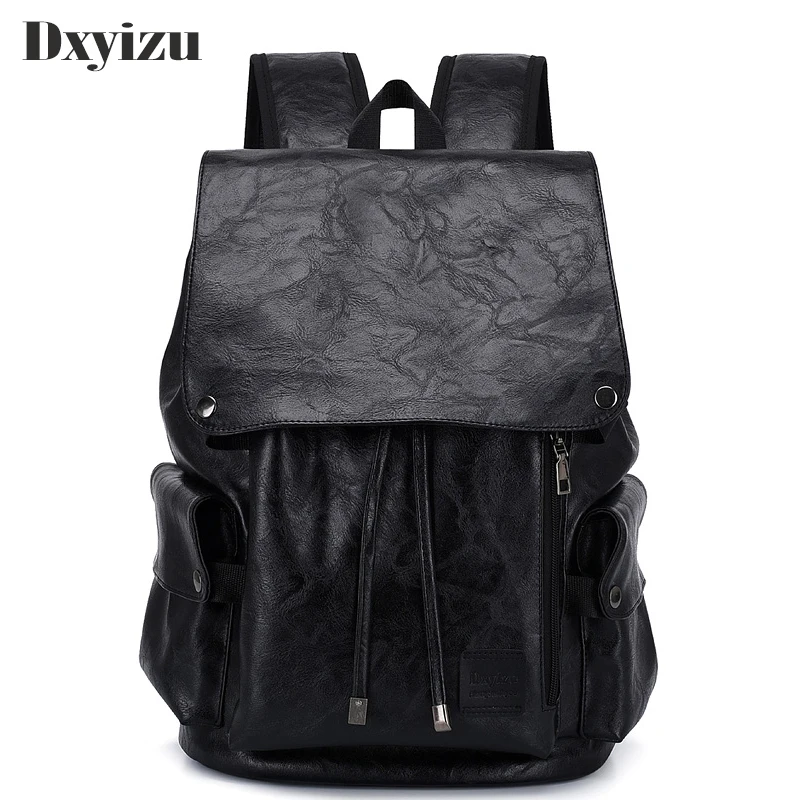 New Fashion Soft Leather Casual Backpack For Teenager Boys Men Travel Casual School Bag Backpack Preppy College Mochila Male