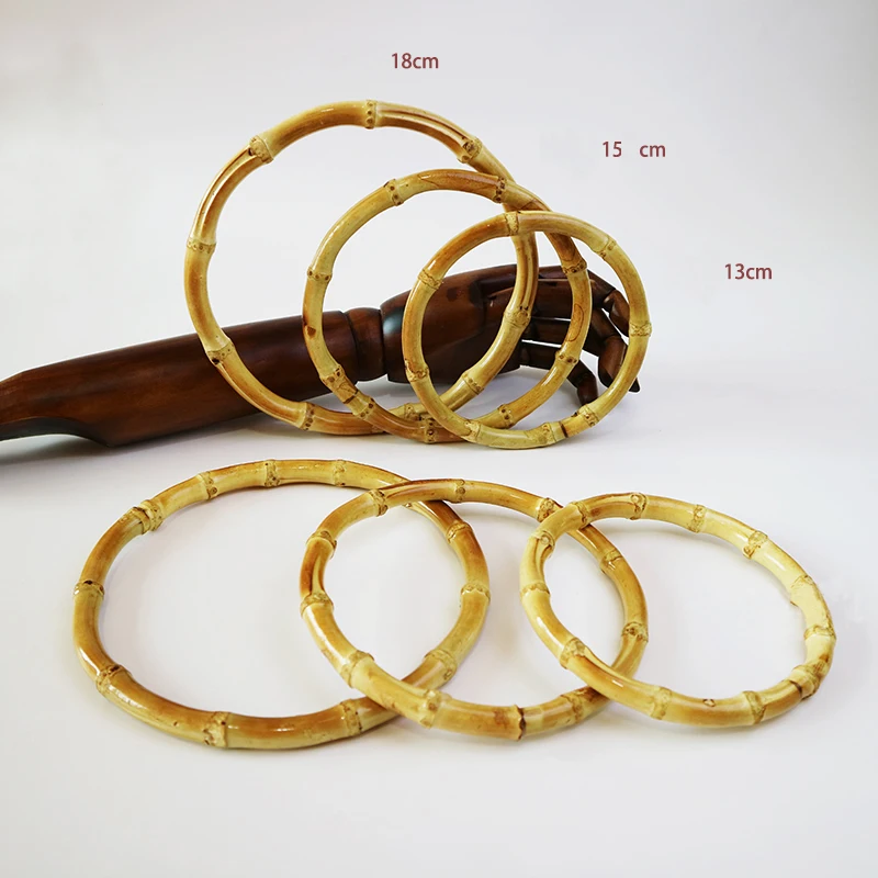 5 pairs=10 pieces,13cm 15cm 18cm Bamboo Bag Handle DIY Accessories bamboo purse handle hand circle ring natural Bamboo O Handle