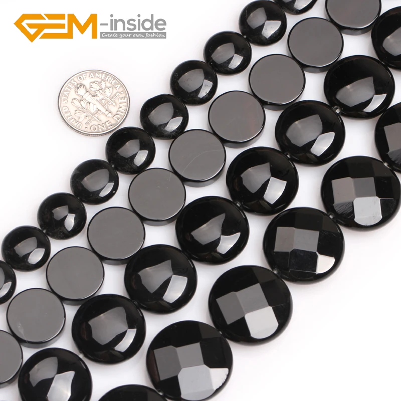 

Coin Shape Black Agates Natural Stone Beads DIY Loose Beads For Jewelry Making Bead Strand 15 Inches Wholesale ! Free Shipping