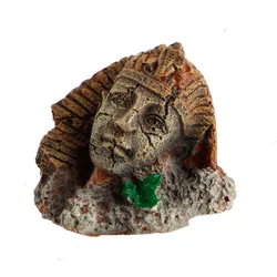 Artificial Aquarium Decorations Resin Ancient Egyptian Pharaoh Sphinx Ruins Roman Style Face Pillar Statue Fish Tank Ornament