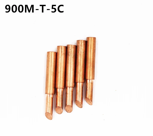 SZBFT 5piece 900M-T-5C Lead-free Red copper Pure cupper Solder tip For Hakko 936 FX-888D Saike 909D 852D+ 952D Diamagnetic DIY