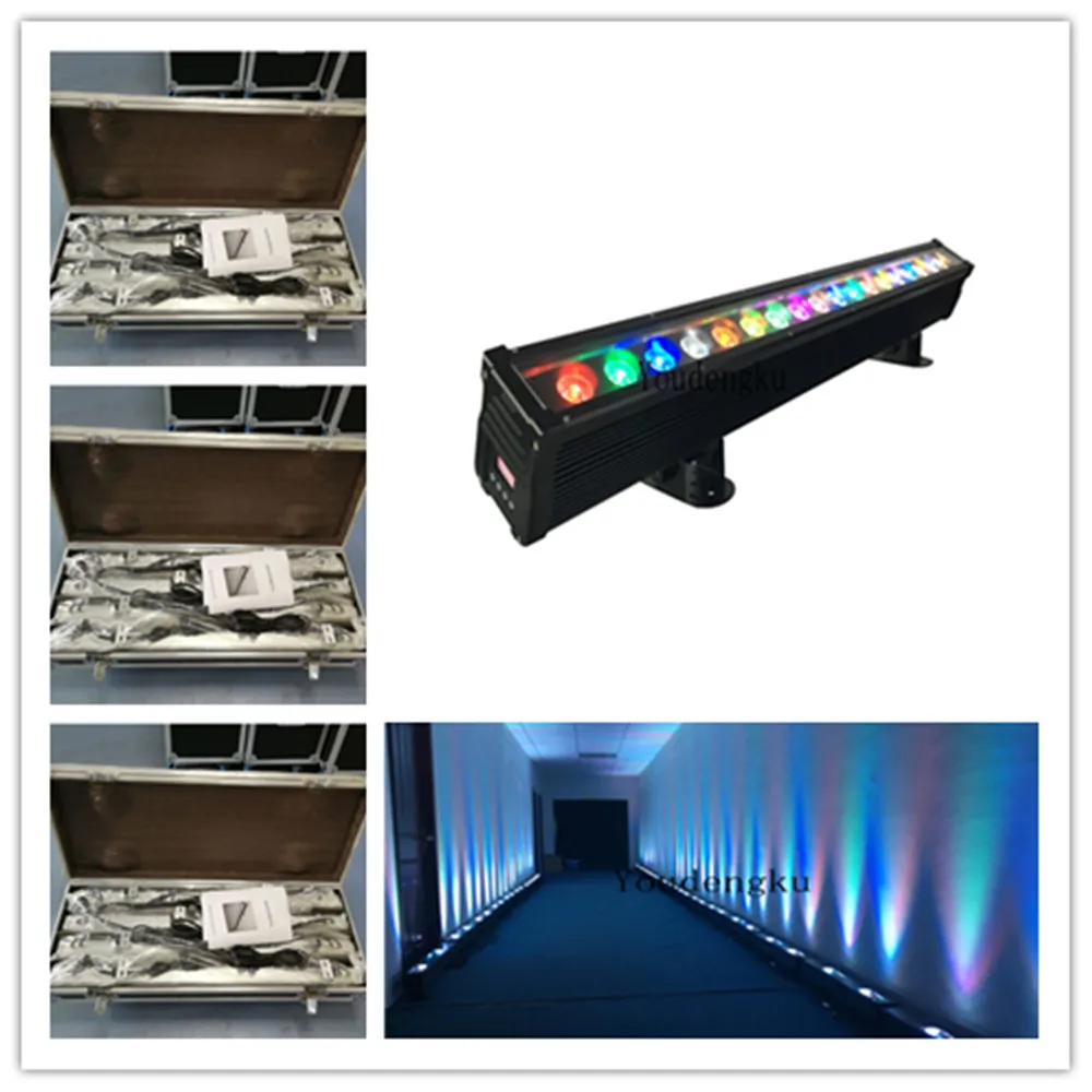 

12pcs with flightcase single point contro18X3W dmx rgb led wall washer LED Pencil Beam Light 3in1 LED Wall Wash Light For Stage