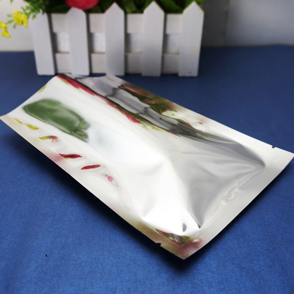 100pcs Silver Plating Aluminum Foil Flat Bags - Top Open Food Grade Heat Sealing Aluminized Plastic Pouch Powder / Sauce Package