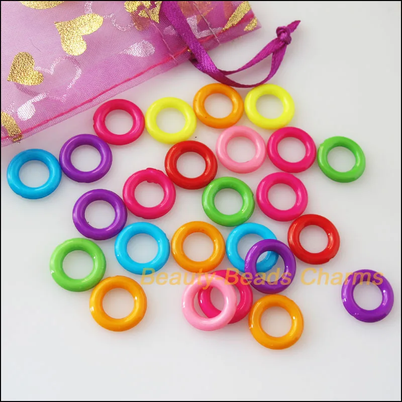 150Pcs Mixed Plastic Acrylic Round Circle Spacer Beads Charms 14mm