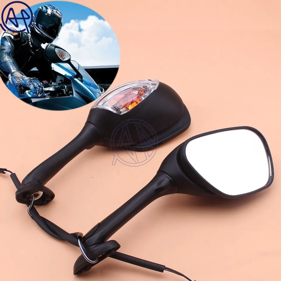 1pair Motorcycle Left & Right LED Turn Signal Light Rear View Side Mirror For Suzuki GSXR600 GSXR750 SV1000/SV1000S GSX-R 1000