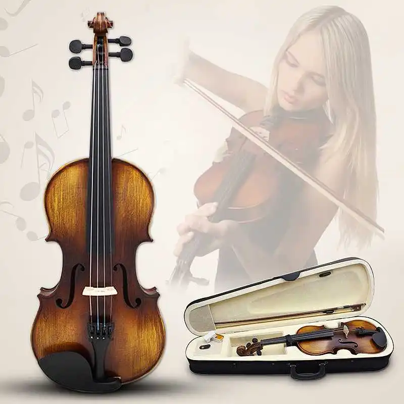 4/4 High-grade Spruce Solid Wood Astonvilla AV-506 Vintage Violin Case Bow Rosin Set  for Beginners Professional Players Bow