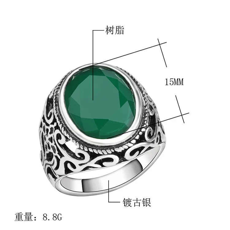 Best Price New Fashion Rings for Men Stone Antique Silver Color Plating Ring for Party Vintage Rings Jewelry 31057