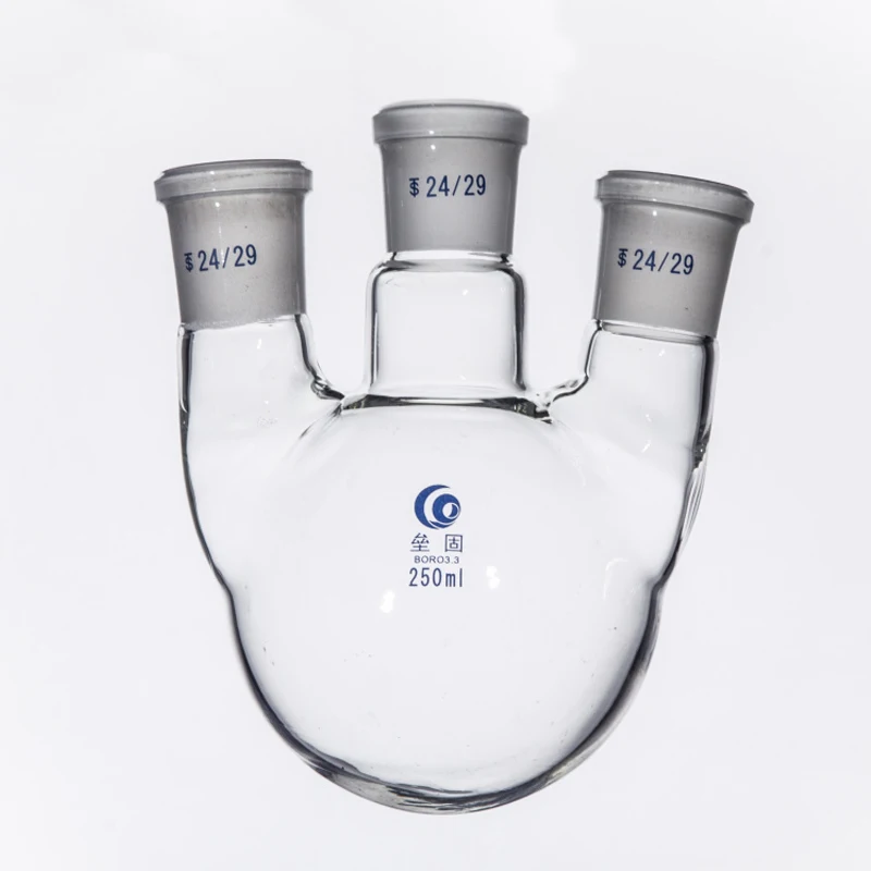 Straight Three necks glass flask Round bottom High borosilicate glass Flask Laboratory 3-necks reactor Thick section