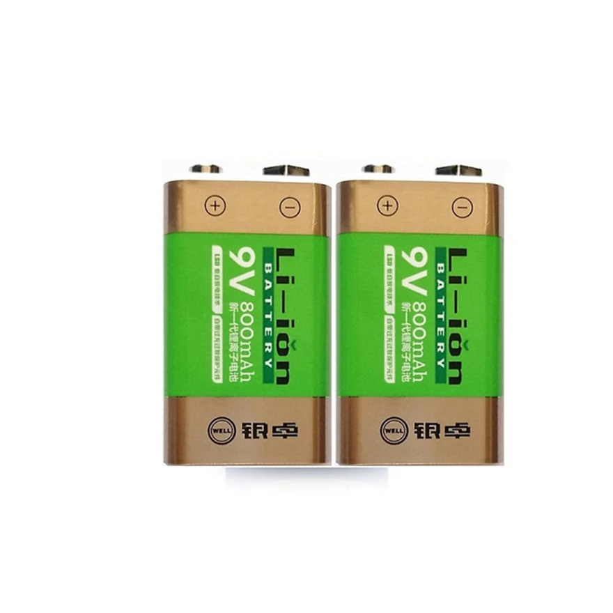 

Hot-selling 2pcs/lot 800mAh Li-ion 9 V Rechargeable Batteries For Smoke detectors Wireless Microphones