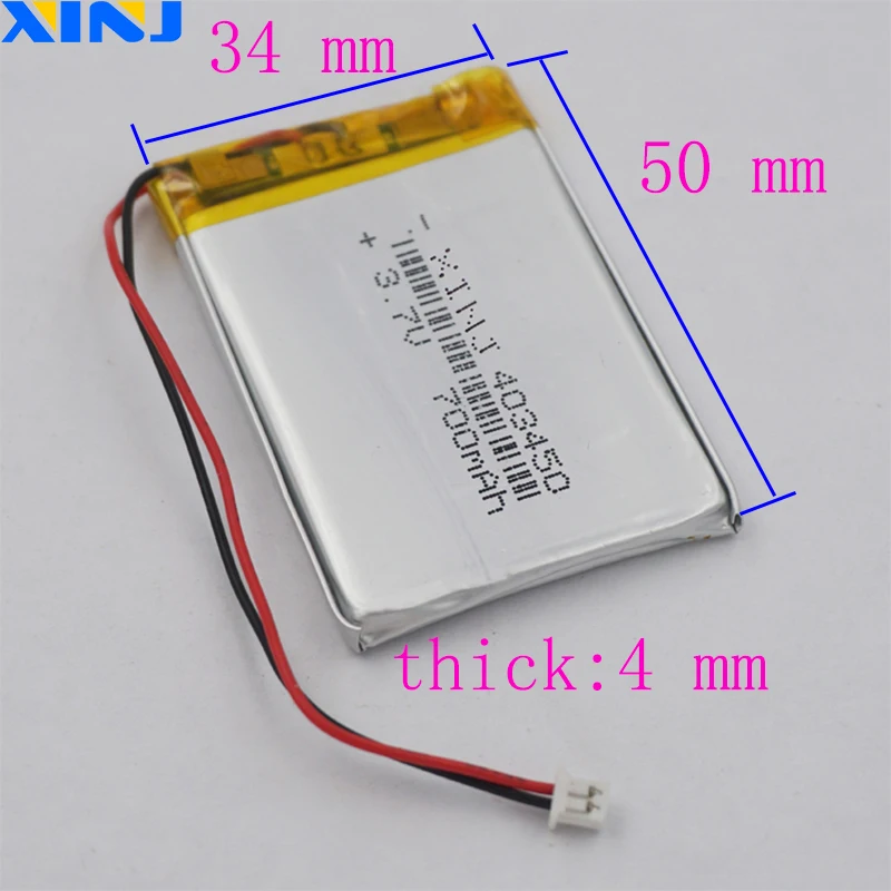 بطارية ليثيوم بوليمر 3.7 فولت 700 مللي أمبير 2.59 وات في الساعة 403450   JST 2pin 1.5mm موصل ل GPS Sat Nav كاميرا السيارة مسجل قيادة أضواء LED