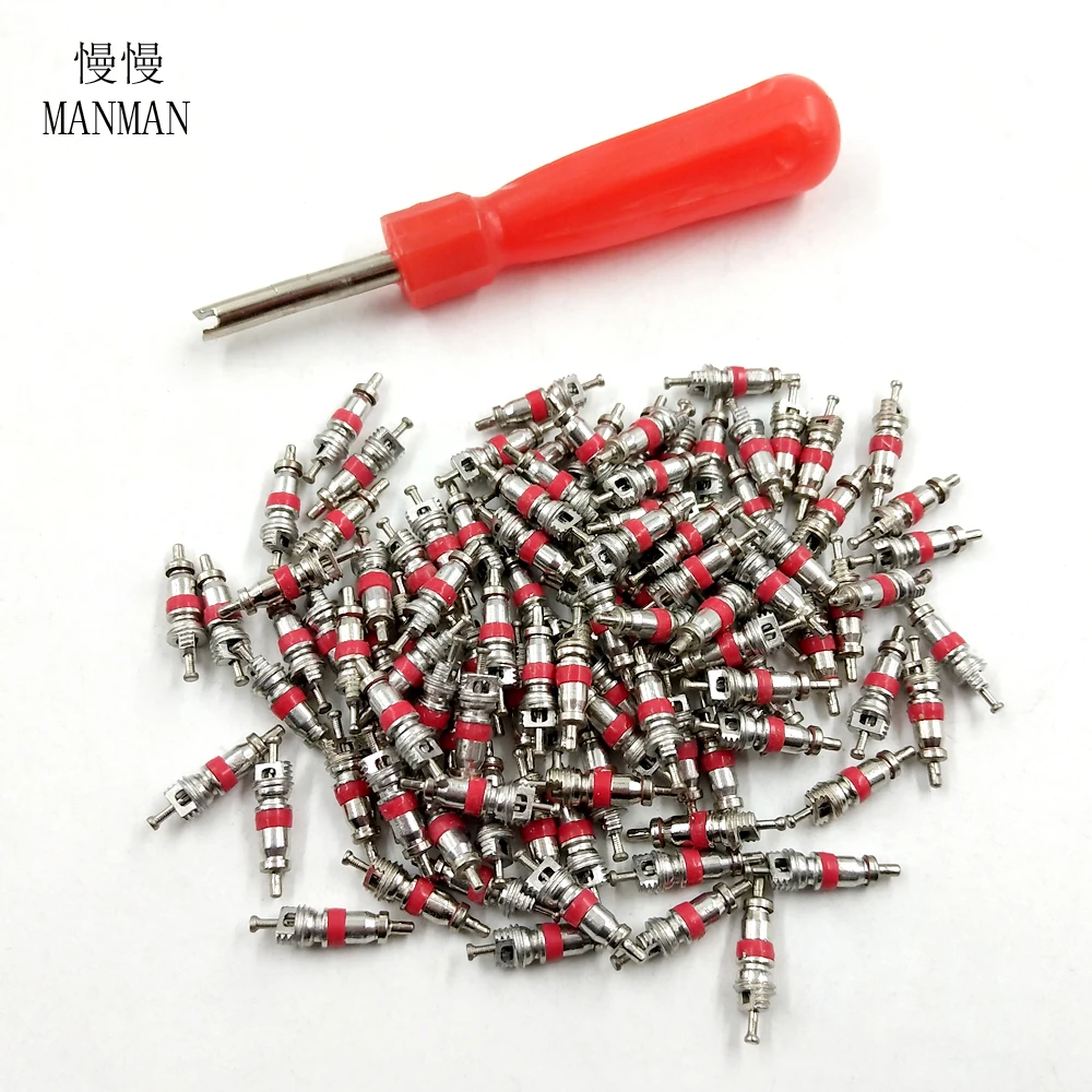 100Pcs Car Truck Zinc alloy Tire Tyre Valve Stem Core Part Replacement Tyre Zinc Alloy Valve Stem Core Part  Valve core wrench