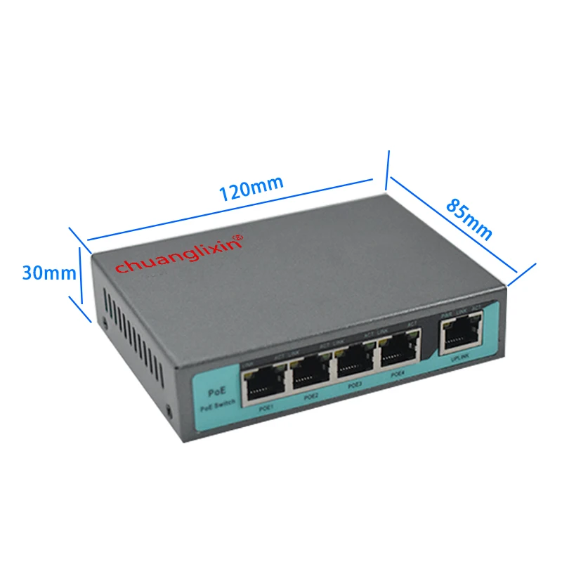 Gigabit POE Switch, 1000M, 4Port, 1uplink port, 48V, AF/at power supply, 1000M