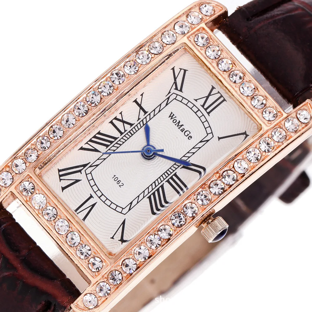 

Women WOMAGE Classic Square Shape Figure PU Watchband Wristwatch Quartz Watch Women Watches Relogio Feminino Montre Femme hv5n