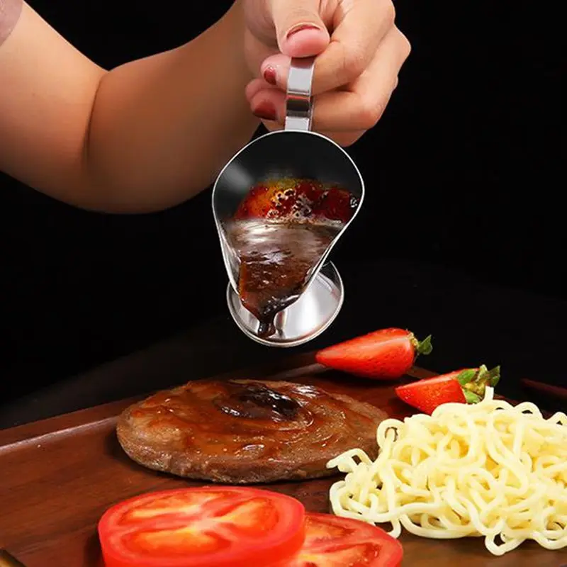 New Stainless Steel Sauce Seasoning Pot Western Steak Sauce Container Black Pepper Seasoning Cup Sauce Boat F20174025